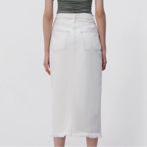 JONATHAN SIMKHAI STANDARD PIPER Denim Midi Skirt in Ecru Size 27 *NWT* - Picture 4 of 10